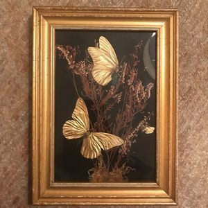 Vintage framed gilded butterflies